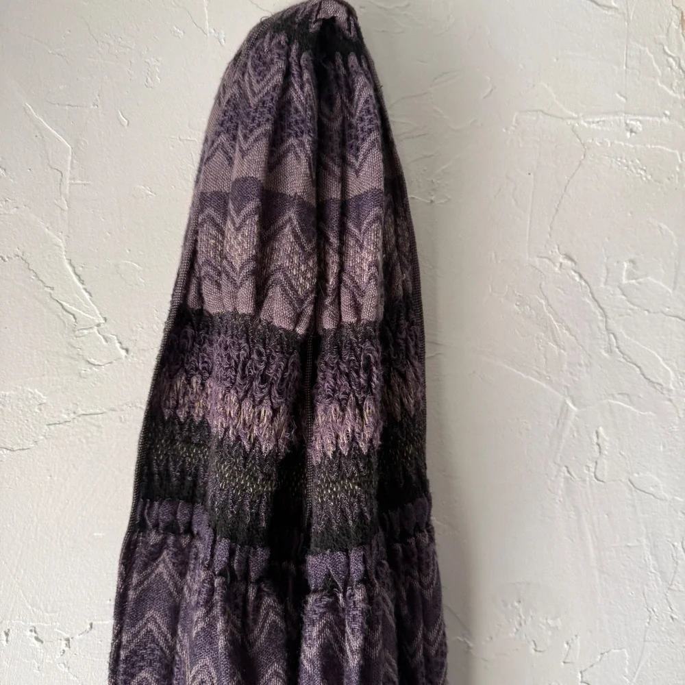 Purple Floral Fringe Scarf Chevron Print Boho Bohemian Hippie Shawl‎ Scarf
